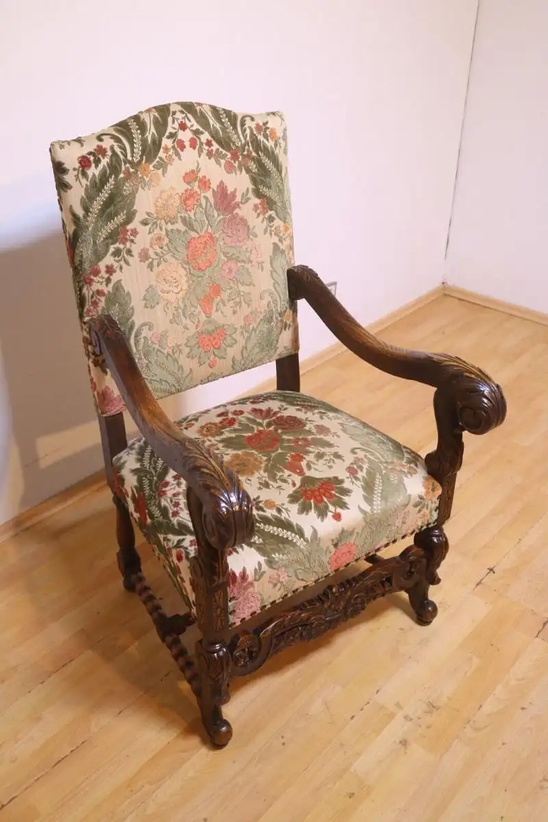 Antiker Stuhl Trohnstuhl Sessel  Jugendstil  Antik um 1900 Jh. 7