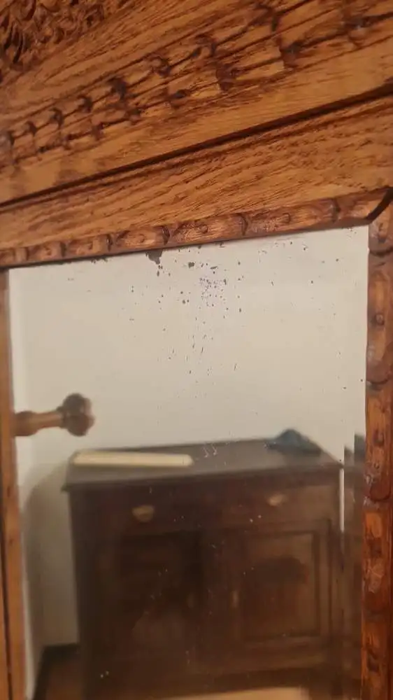 Original viktorianische Garderobe massive helle Eiche Antik ca 19 Jhd. 13