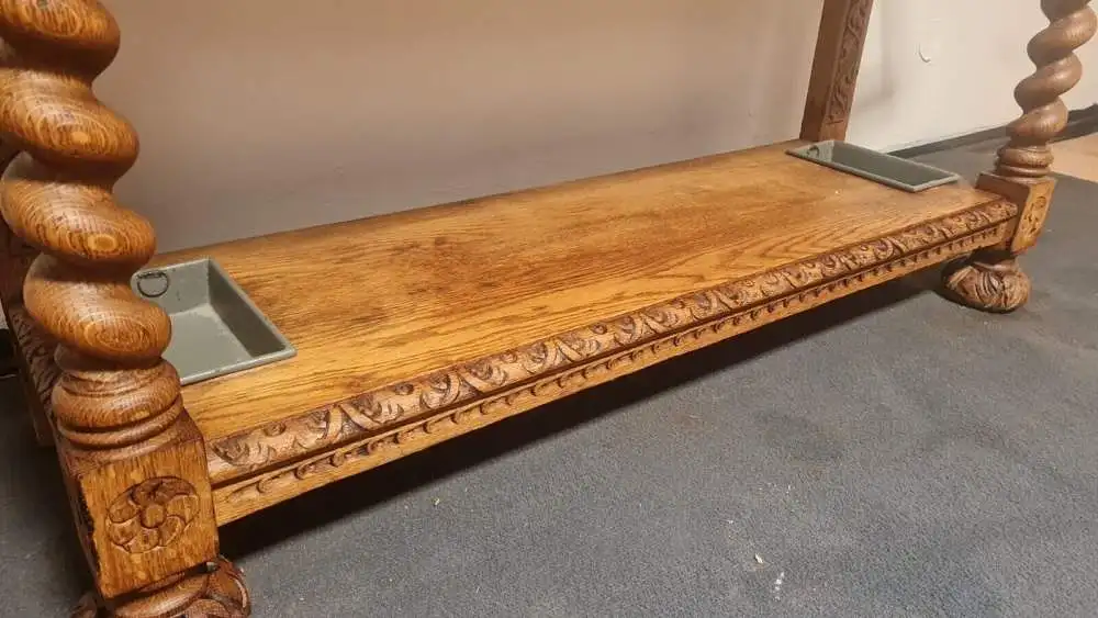 Original viktorianische Garderobe massive helle Eiche Antik ca 19 Jhd. 5