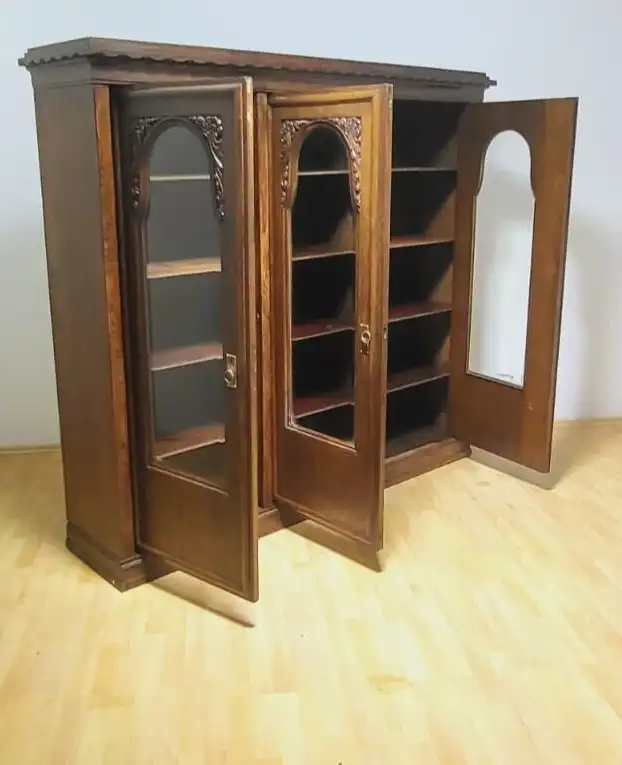 Bücherschrank Vitrine Bibolotheksschrank Antik ca 1910 art deco 22