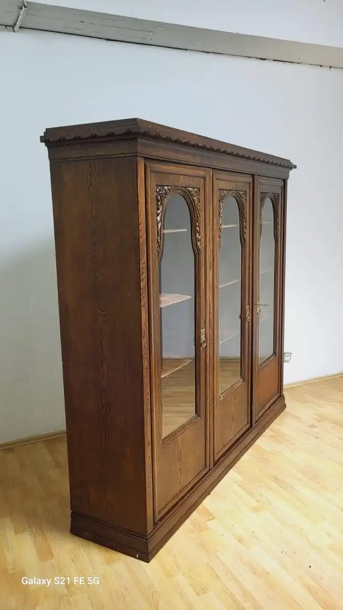 Bücherschrank Vitrine Bibolotheksschrank Antik ca 1910 art deco 8