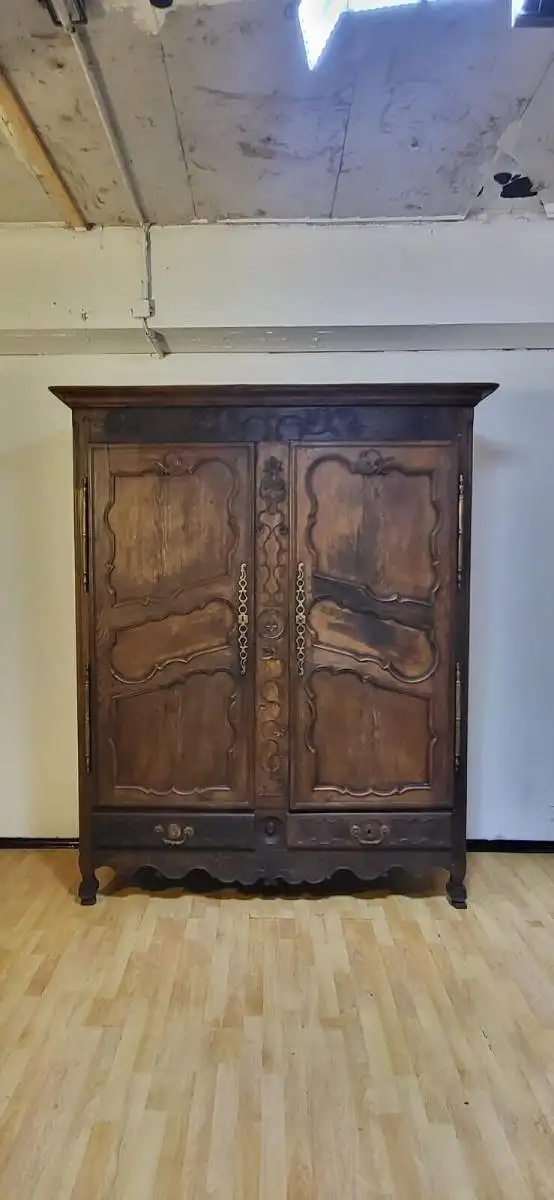 Französischer Hochzeitschrank Kleiderschrank Antik ca  1860 Jh. 8