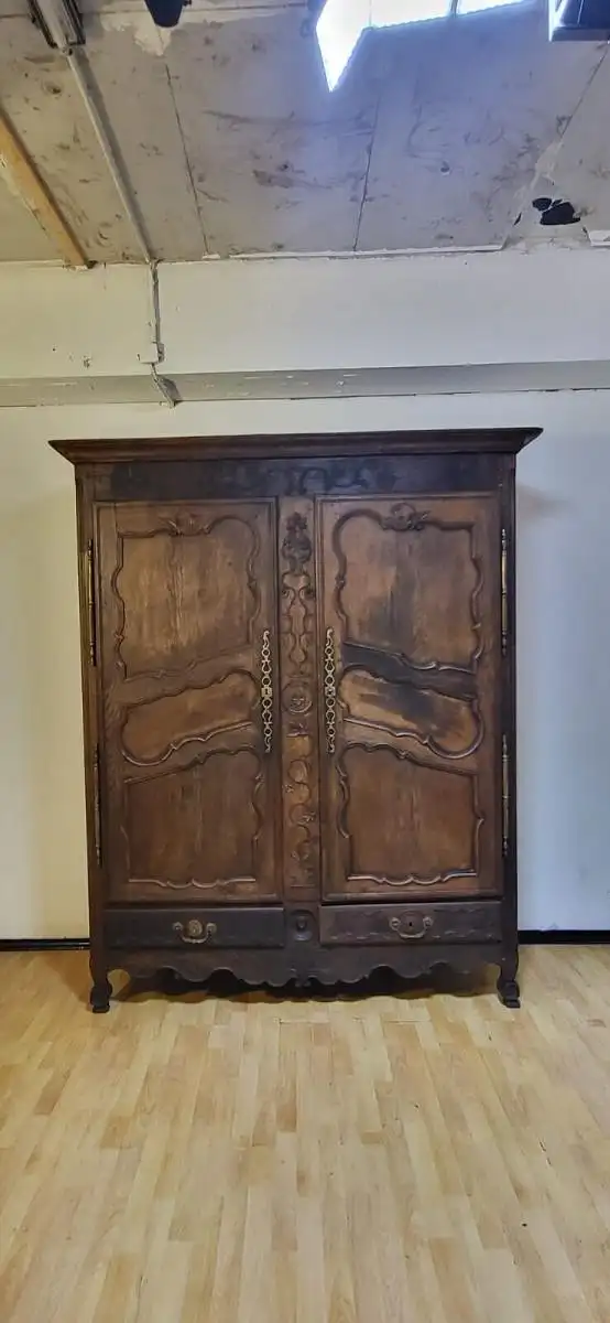 Französischer Hochzeitschrank Kleiderschrank Antik ca  1860 Jh. 9