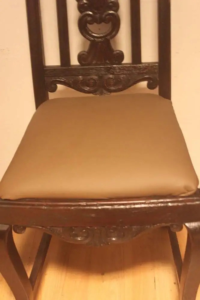 4  Esszimmerstühle Set  Küchenstühle   Antik   in echtem Leder ca. 1900 Jh. 3