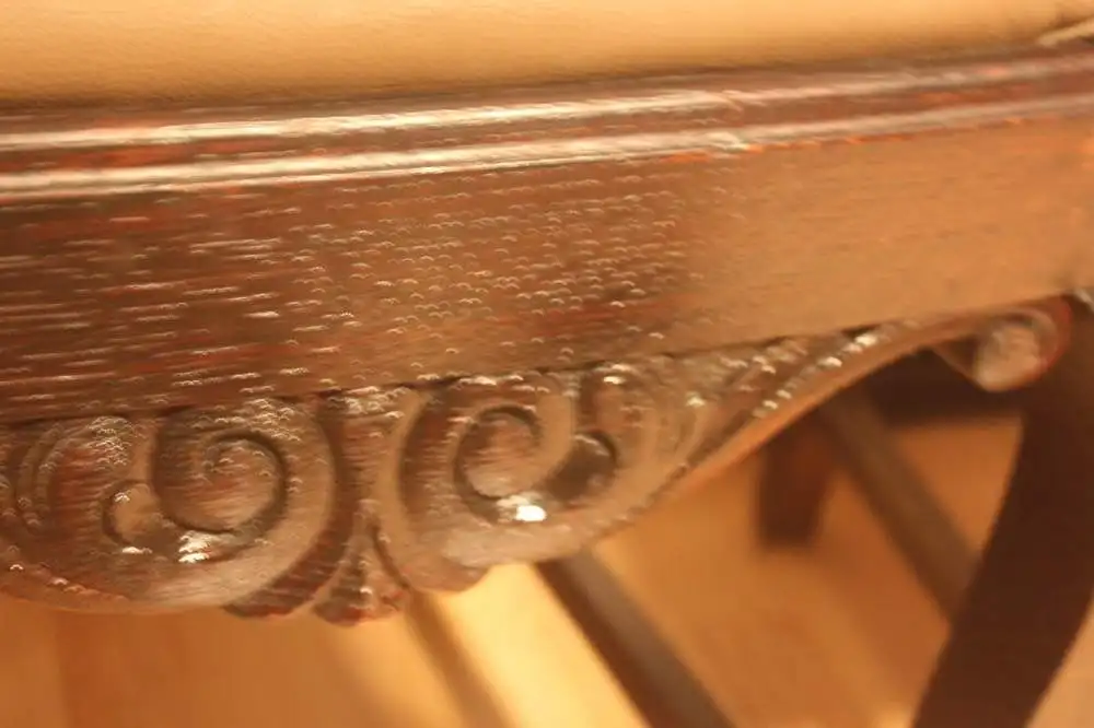 4  Esszimmerstühle Set  Küchenstühle   Antik   in echtem Leder ca. 1900 Jh. 6