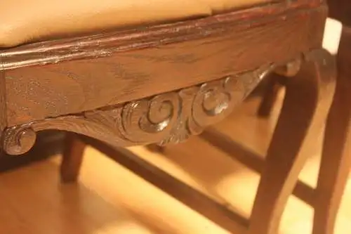 4  Esszimmerstühle Set  Küchenstühle   Antik   in echtem Leder ca. 1900 Jh.