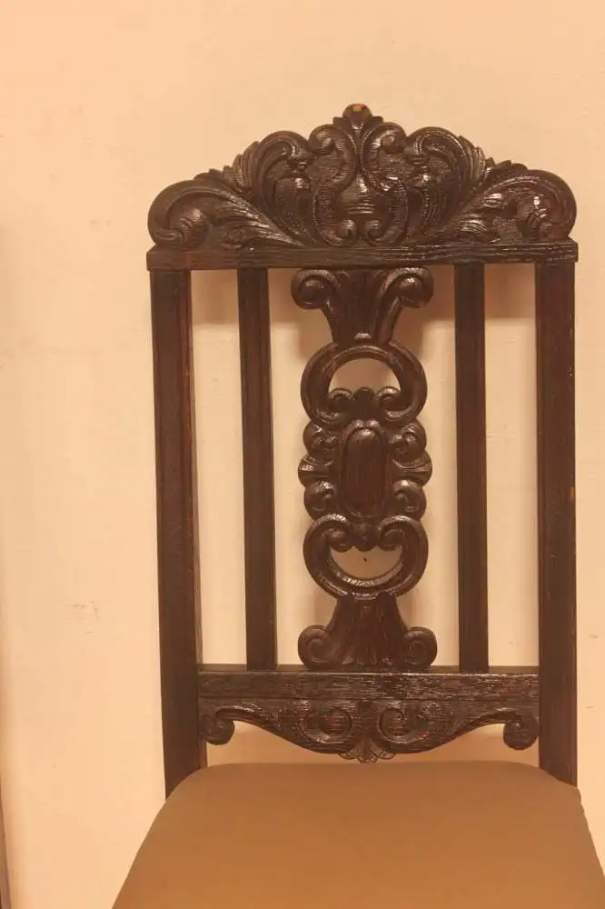 4  Esszimmerstühle Set  Küchenstühle   Antik   in echtem Leder ca. 1900 Jh. 8