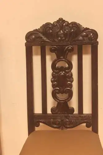 4  Esszimmerstühle Set  Küchenstühle   Antik   in echtem Leder ca. 1900 Jh.