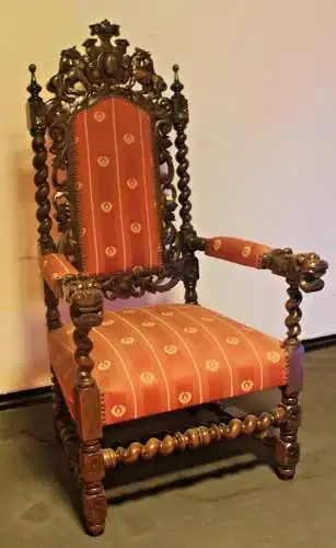 Thronsessel Sitzmöbel Sessel Armlehnstuhl Antik ca. 1900Jh.