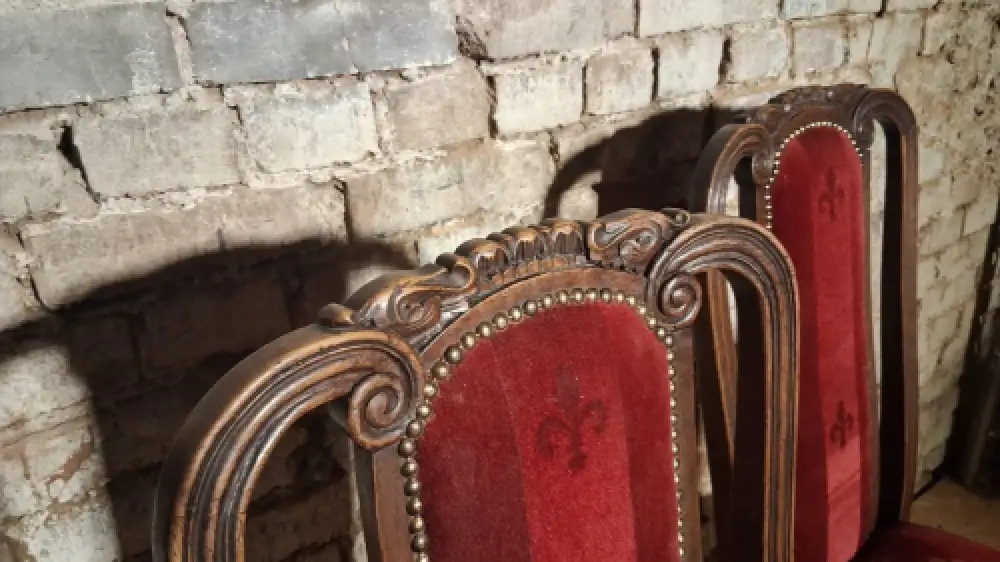 Antik 4 Set Esszimmerstühle Jugendstil art deco neu bezogen ca .1920 Jh. 1