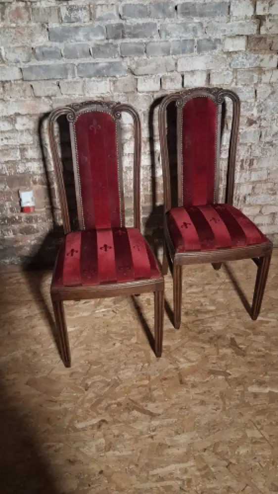 Antik 4 Set Esszimmerstühle Jugendstil art deco neu bezogen ca .1920 Jh. 2