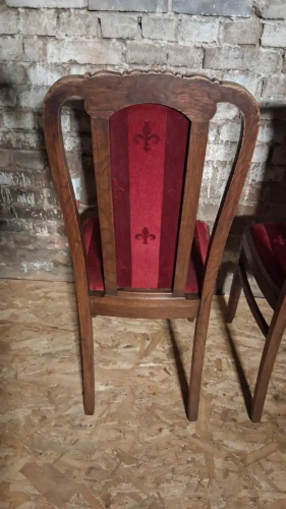 Antik 4 Set Esszimmerstühle Jugendstil art deco neu bezogen ca .1920 Jh. 4