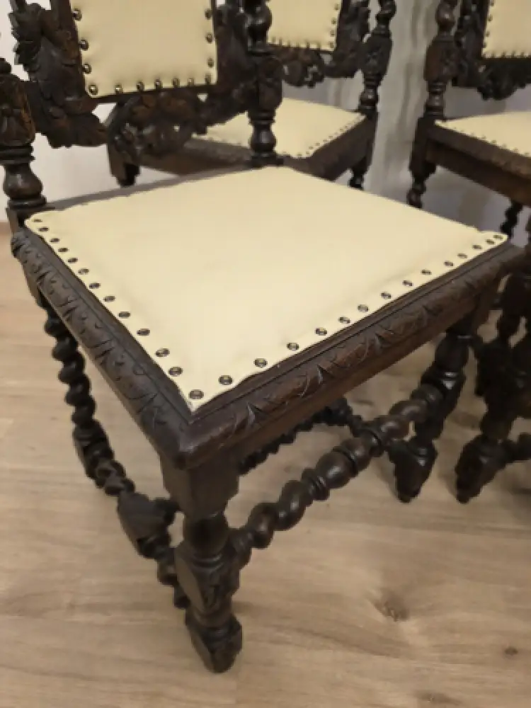 4  Esszimmerstühle Jagdstühle Küchenstühle Gründerzeit Antik ca. 1900 Jh. 11