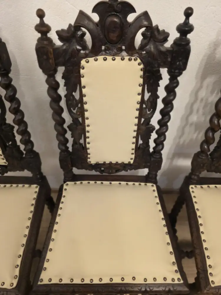 4  Esszimmerstühle Jagdstühle Küchenstühle Gründerzeit Antik ca. 1900 Jh. 6