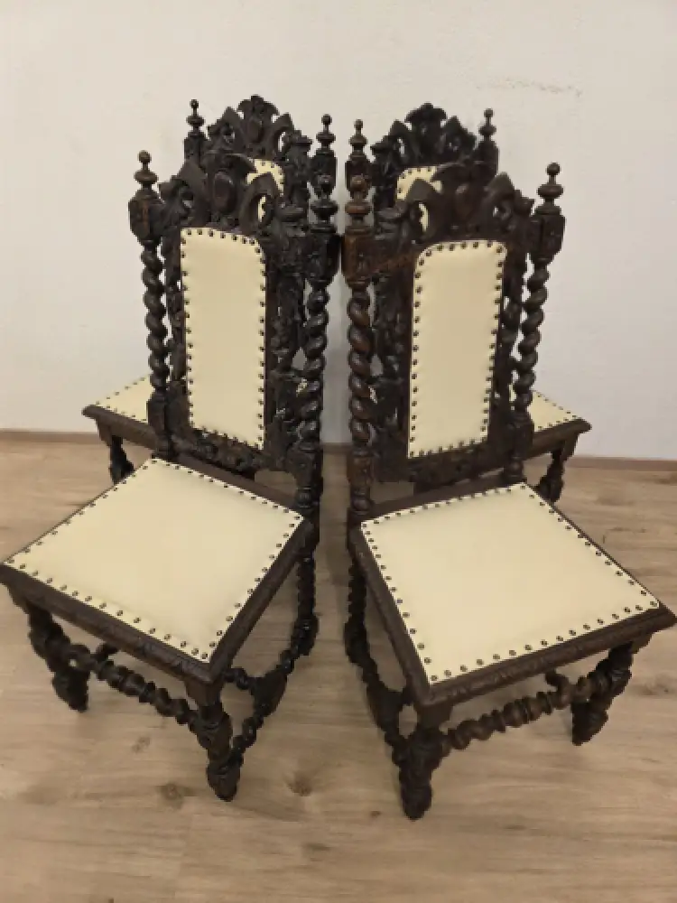 4  Esszimmerstühle Jagdstühle Küchenstühle Gründerzeit Antik ca. 1900 Jh. 9