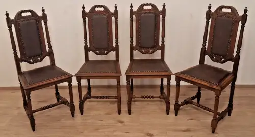 4  Esszimmerstühle Jagdstühle Küchenstühle Gründerzeit Antik ca. 1900 Jh.