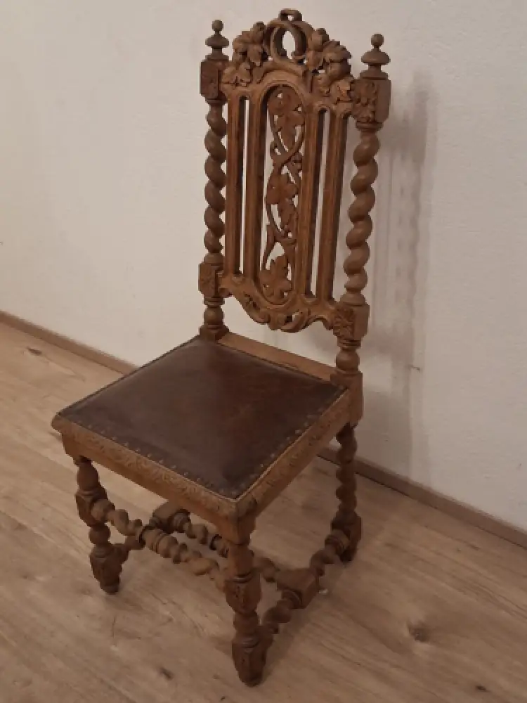 1  Esszimmerstuhl Jagdstuhl   Küchenstuhl Gründer  Antik ca. 1900 Jh. 2