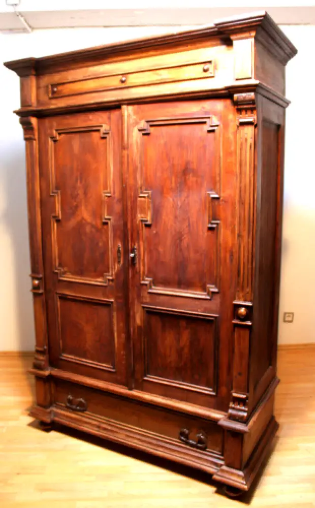 Wäscheschrank Kleiderschrank Schlafzimmer Antik in Esche  ca. 19 Jh. 0