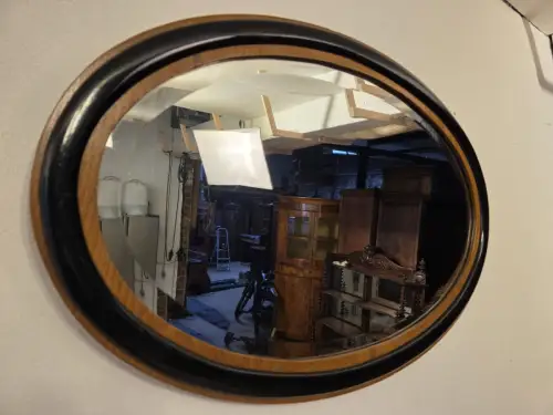 Spiegel Wandspiegel Flurspiegel Facettenschliff Oval Alt Massiv Antik ca. 1900h