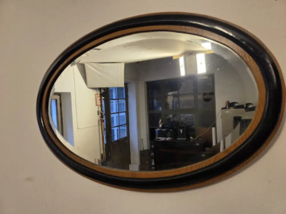 Spiegel Wandspiegel Flurspiegel Facettenschliff Oval Alt Massiv Antik ca. 1900h 1