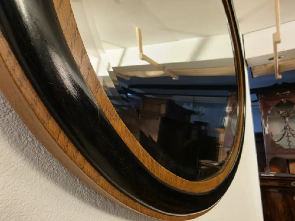 Spiegel Wandspiegel Flurspiegel Facettenschliff Oval Alt Massiv Antik ca. 1900h 3