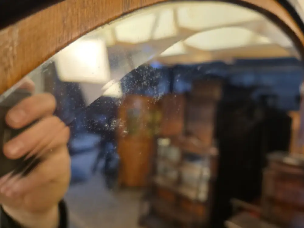 Spiegel Wandspiegel Flurspiegel Facettenschliff Oval Alt Massiv Antik ca. 1900h 6