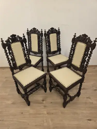 4  Esszimmerstühle Jagdstühle Küchenstühle Gründerzeit Antik ca. 1900 Jh.