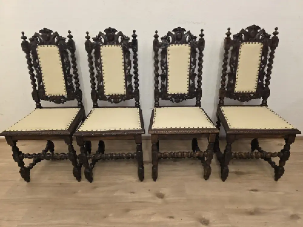 4  Esszimmerstühle Jagdstühle Küchenstühle Gründerzeit Antik ca. 1900 Jh. 1