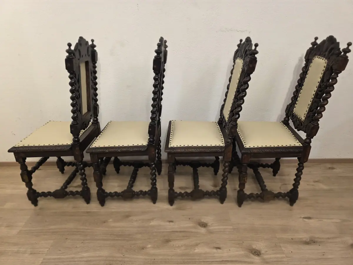 4  Esszimmerstühle Jagdstühle Küchenstühle Gründerzeit Antik ca. 1900 Jh. 4