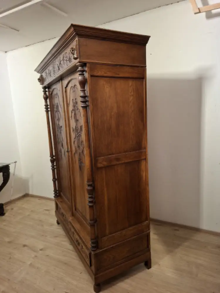 Wäscheschrank Kleiderschrank Schlafzimmer Antik in Eiche ca. 19 Jh. 3