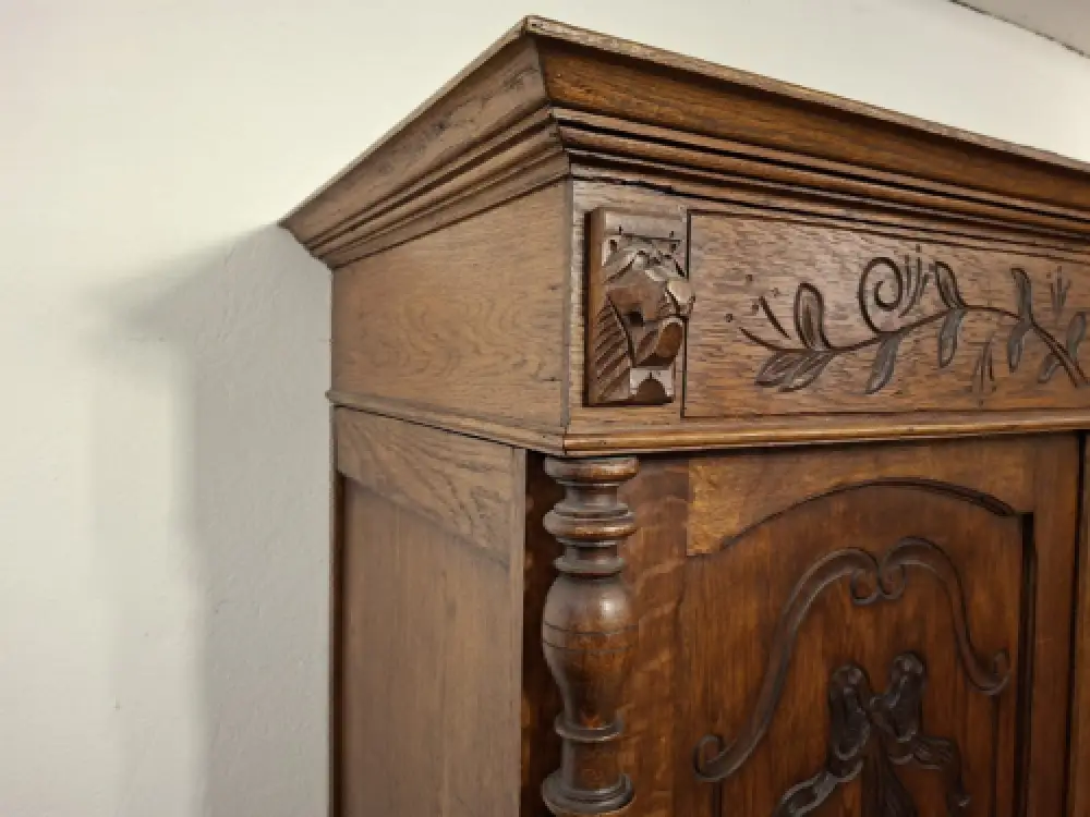 Wäscheschrank Kleiderschrank Schlafzimmer Antik in Eiche ca. 19 Jh. 8