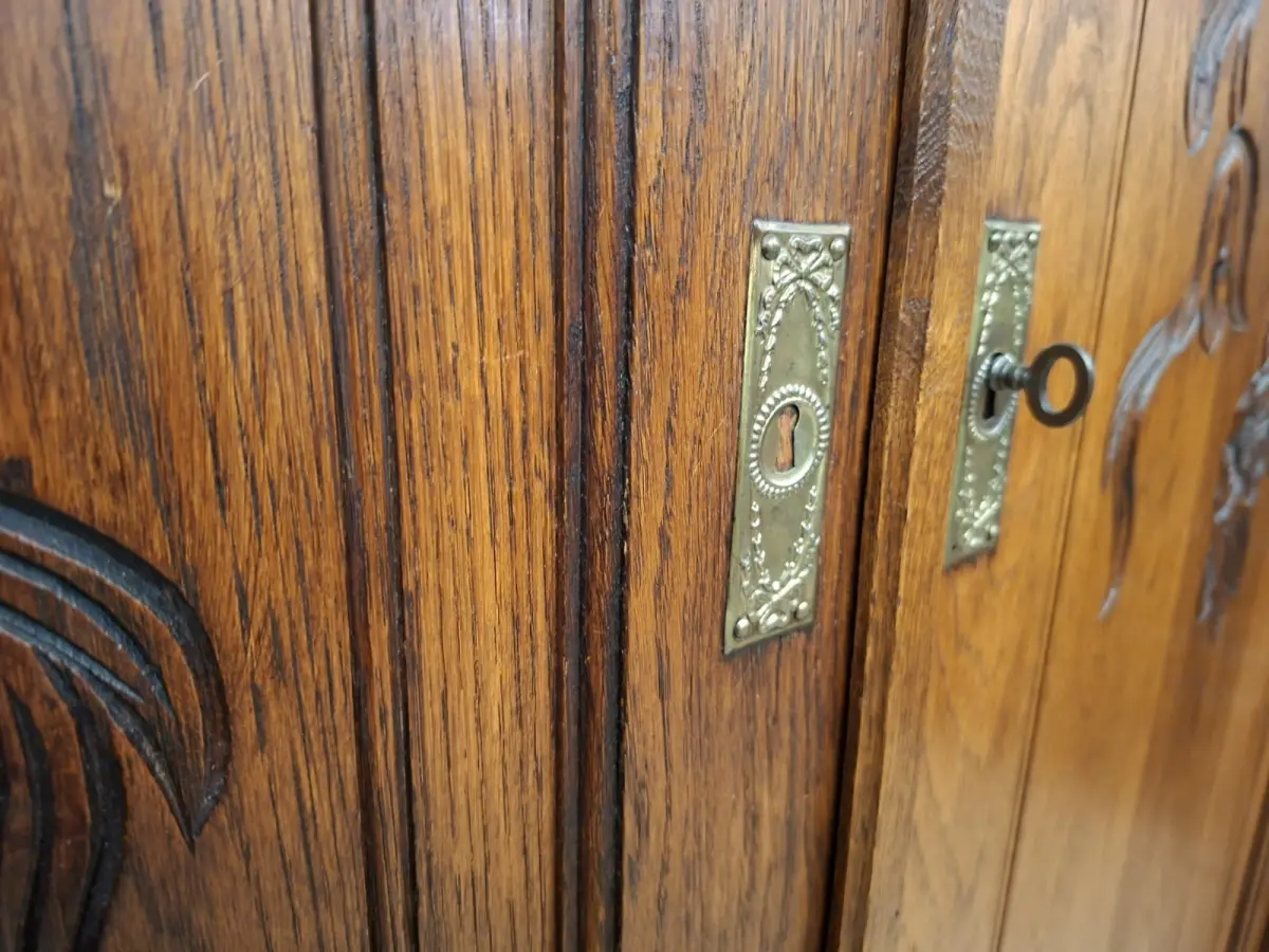 Wäscheschrank Kleiderschrank Schlafzimmer Antik in Eiche ca. 19 Jh. 9