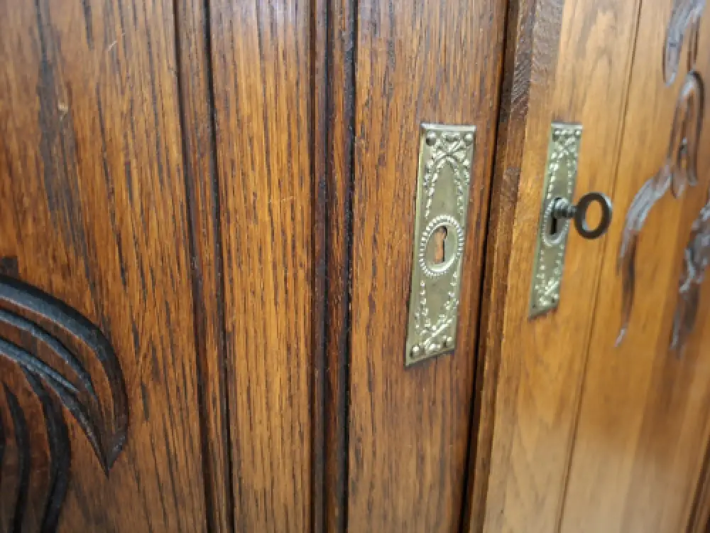 Wäscheschrank Kleiderschrank Schlafzimmer Antik in Eiche ca. 19 Jh. 9