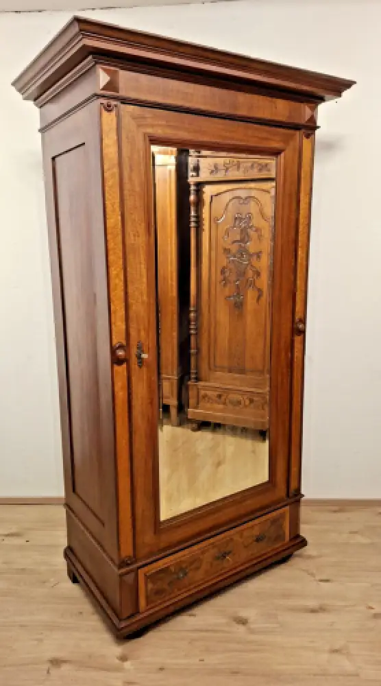 Wäscheschrank Kleiderschrank Schlafzimmer Antik in Eiche ca. 19 Jh. 0