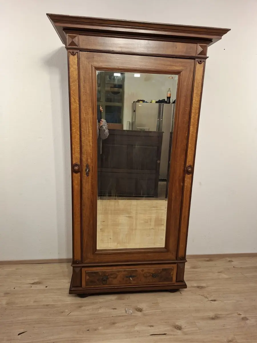 Wäscheschrank Kleiderschrank Schlafzimmer Antik in Eiche ca. 19 Jh. 1