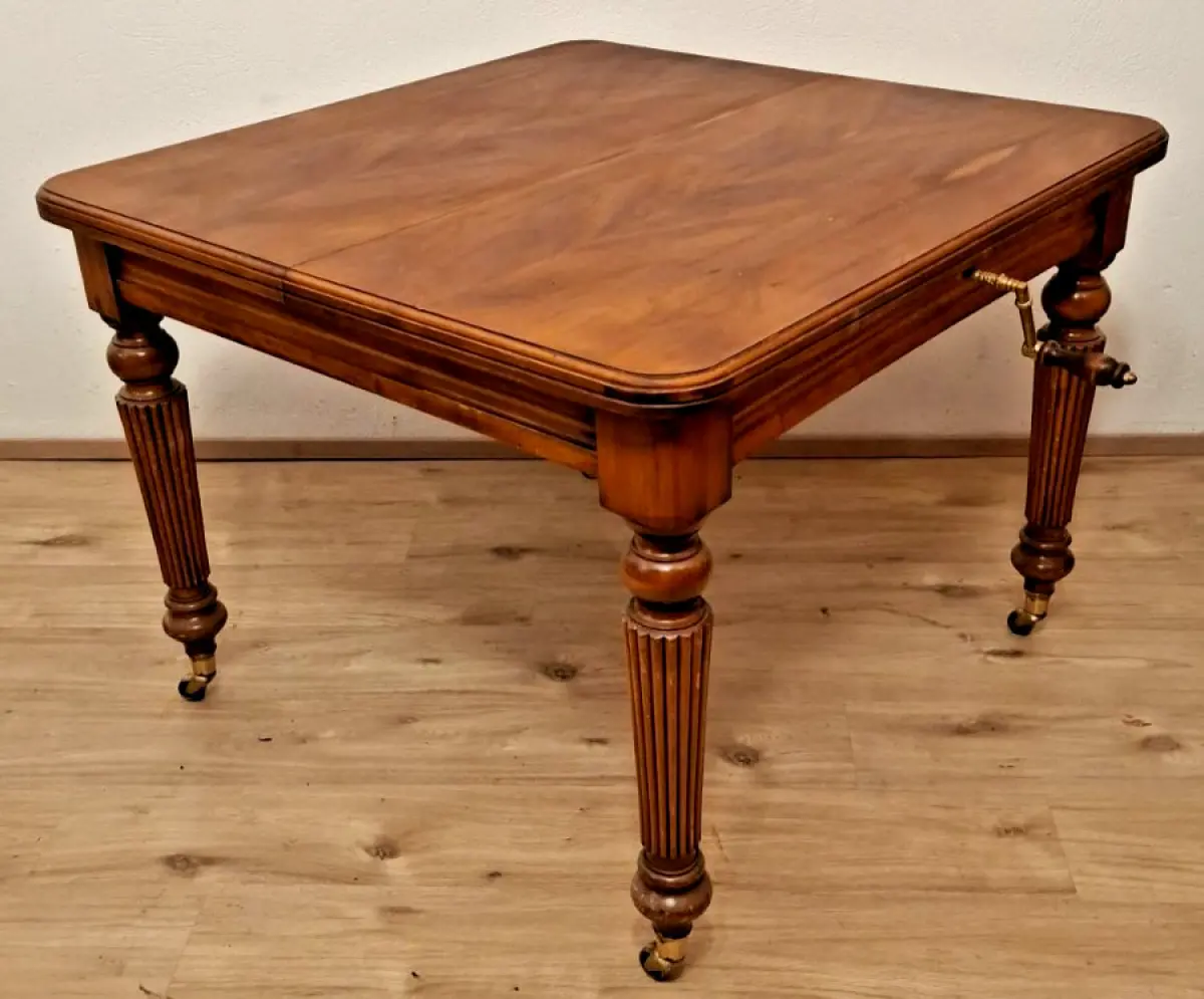 Esstisch   Auszugstisch mit Kurbelmechanismus, England Antik 1930