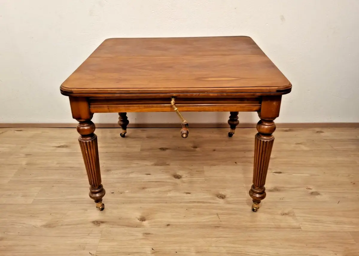 Esstisch   Auszugstisch mit Kurbelmechanismus, England Antik 1930 4