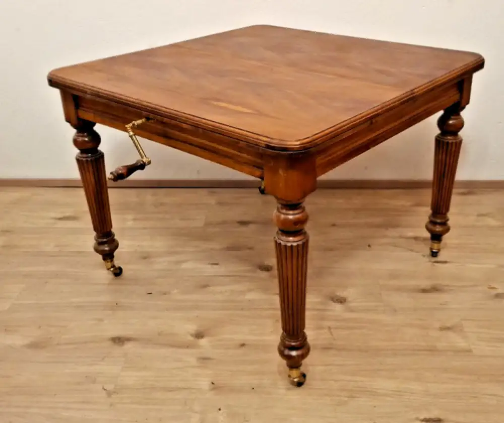 Esstisch   Auszugstisch mit Kurbelmechanismus, England Antik 1930 5