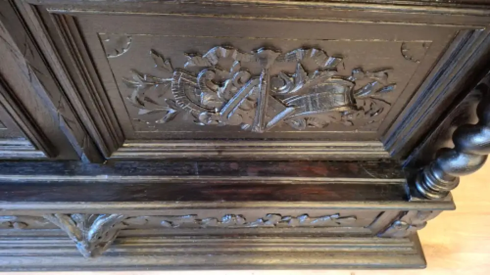 Bücherschrank Vitrine Bibolotheksschrank Antik Jagdstil ca 1900 7