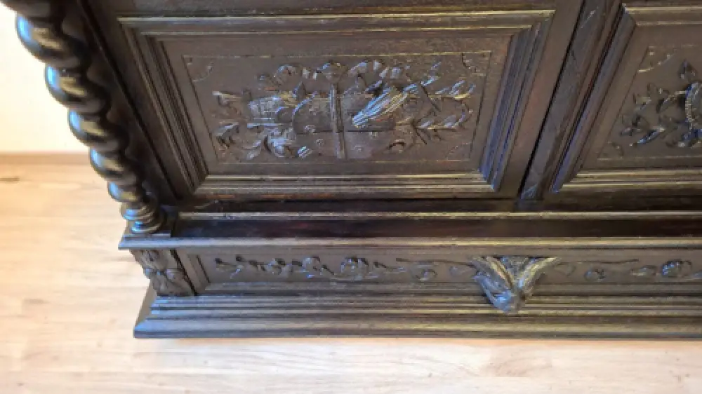 Bücherschrank Vitrine Bibolotheksschrank Antik Jagdstil ca 1900 8