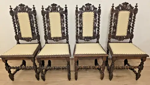 4  Esszimmerstühle Jagdstühle Küchenstühle Gründerzeit Antik ca. 1900 Jh.