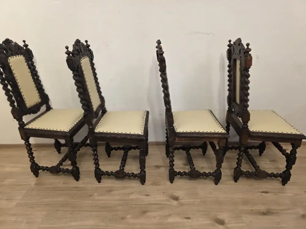 4  Esszimmerstühle Jagdstühle Küchenstühle Gründerzeit Antik ca. 1900 Jh. 2