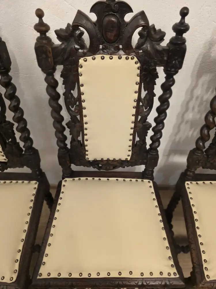 4  Esszimmerstühle Jagdstühle Küchenstühle Gründerzeit Antik ca. 1900 Jh. 6