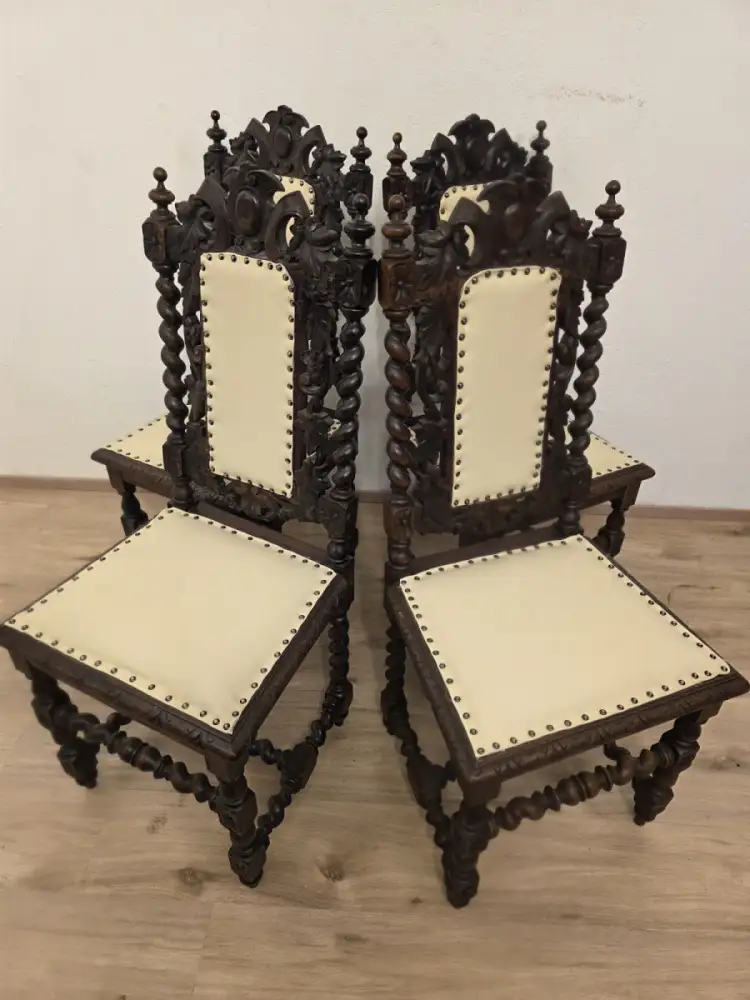 4  Esszimmerstühle Jagdstühle Küchenstühle Gründerzeit Antik ca. 1900 Jh. 9