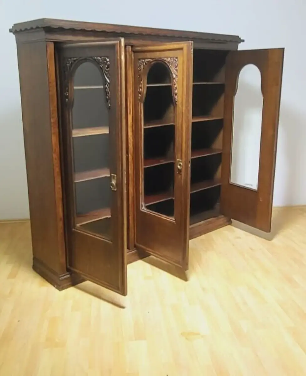 Bücherschrank Vitrine Bibolotheksschrank Antik ca 1910 22