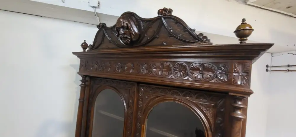 Vitrine Bibolotheksschrank Bücherschrank Herrenzimmer  Antik ca. 1900 Jh. 10