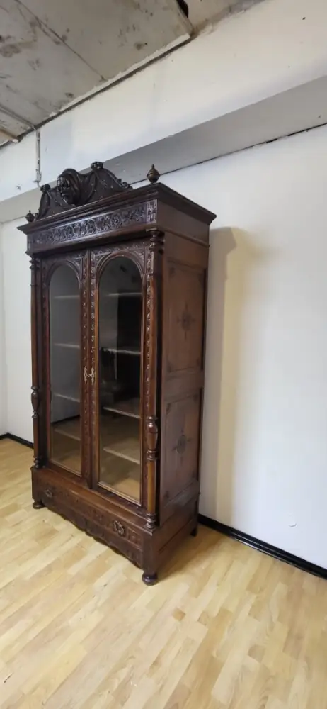 Vitrine Bibolotheksschrank Bücherschrank Herrenzimmer  Antik ca. 1900 Jh. 15