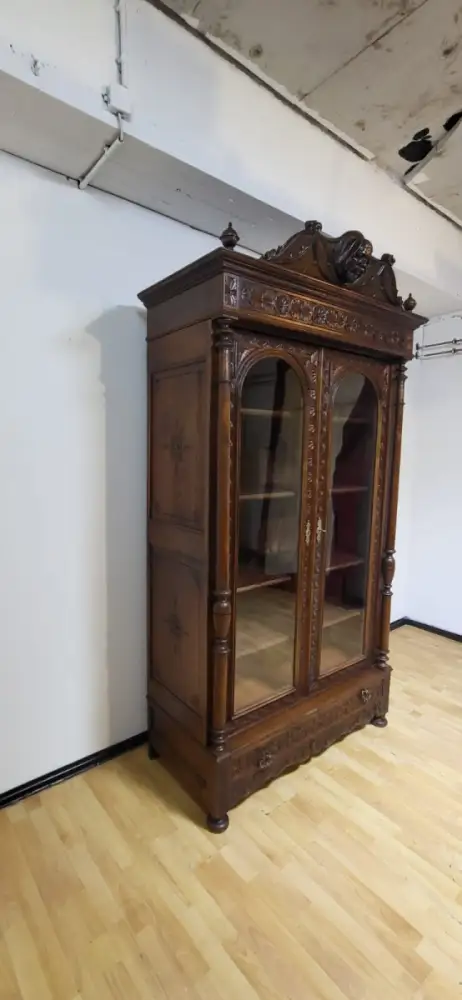 Vitrine Bibolotheksschrank Bücherschrank Herrenzimmer  Antik ca. 1900 Jh. 16