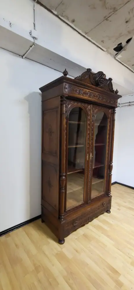 Vitrine Bibolotheksschrank Bücherschrank Herrenzimmer  Antik ca. 1900 Jh. 17