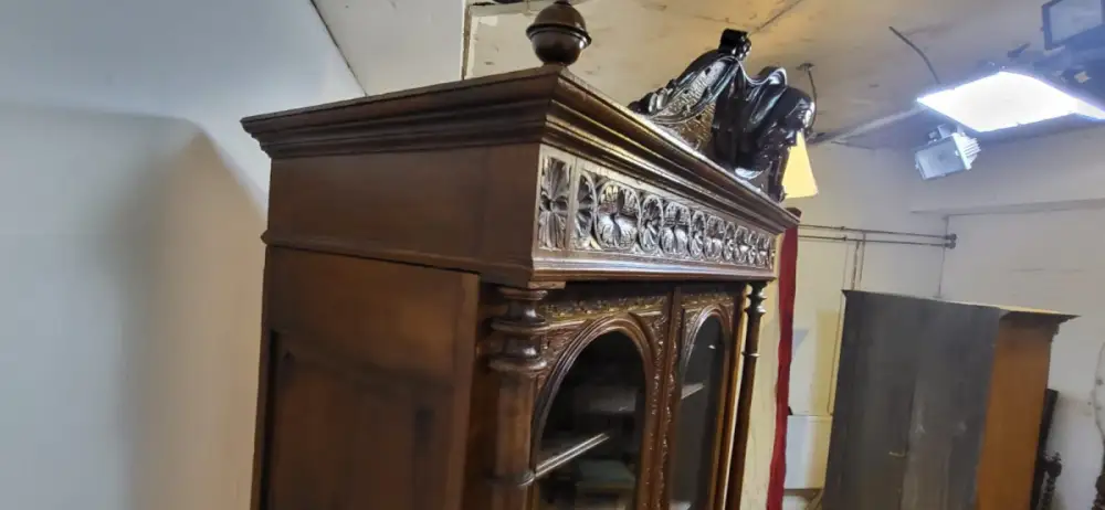 Vitrine Bibolotheksschrank Bücherschrank Herrenzimmer  Antik ca. 1900 Jh. 7